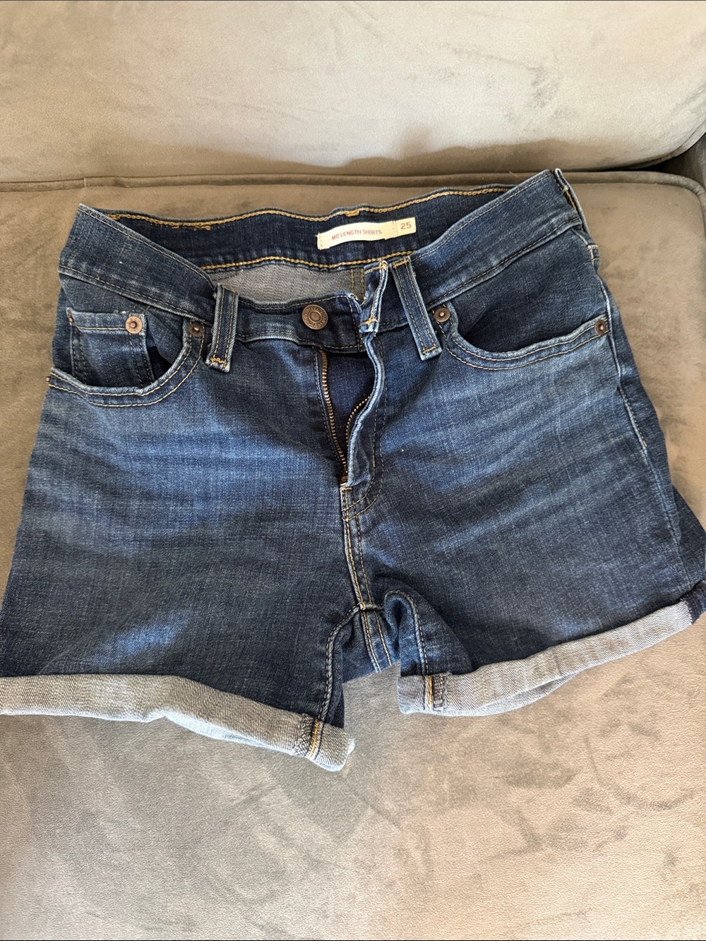 Levi's Dark Blue Mid Length Denim Shorts